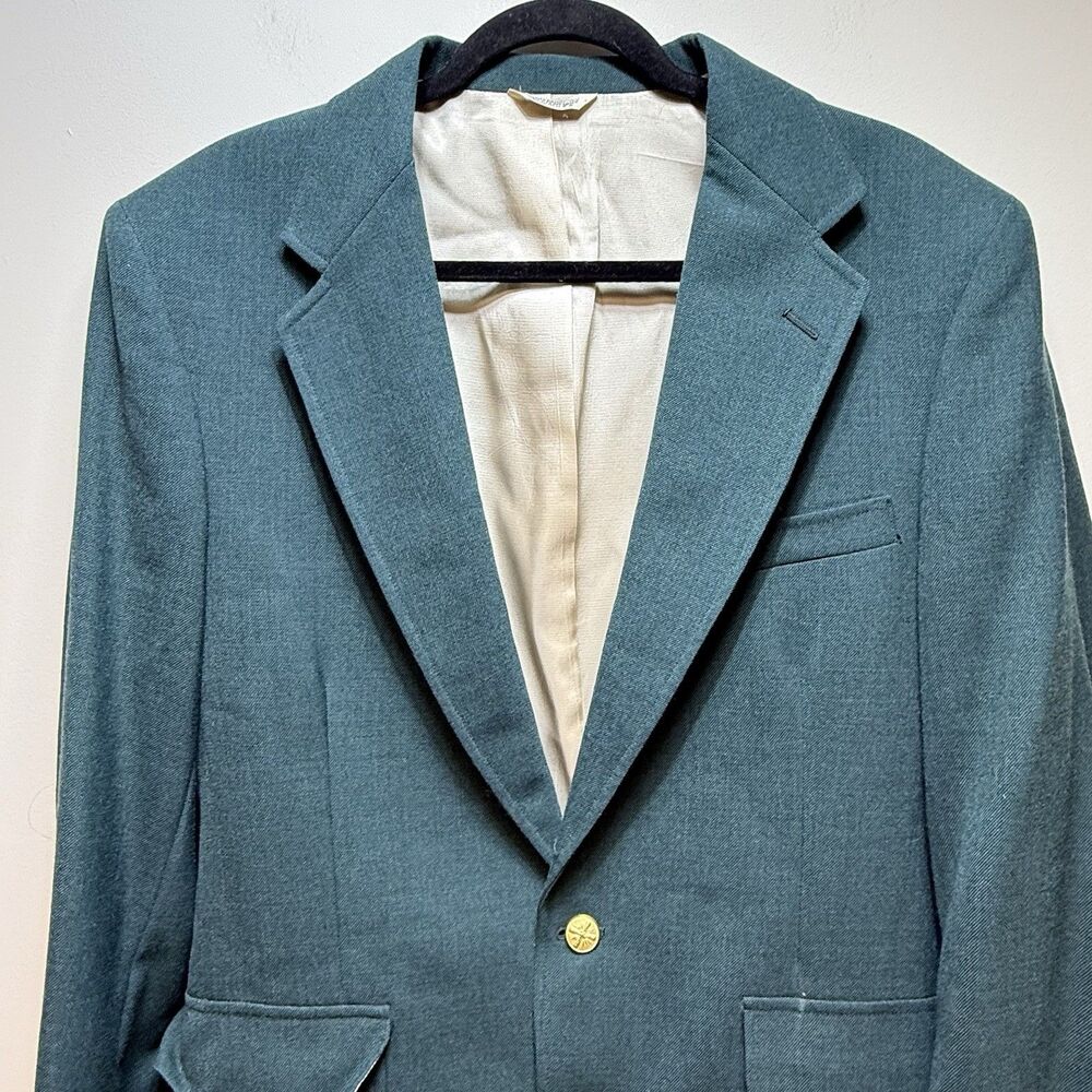 Masters Blazer Mens 42L Green Wool Blend Gold Buttons Classic Lined Jacket
